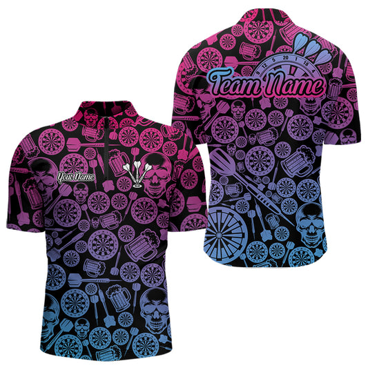 Buntes Gradient Dartboards Lustiges 1/4-Zip Dart Shirt für Herren, Individuelles Dart Trikot NYN0008
