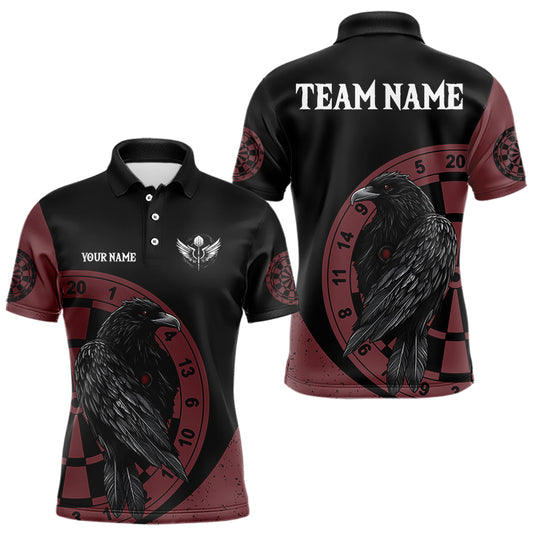Personalisierte schwarze Dartshirts mit Rabe im keltischen und polynesischen Tribal-Stil für Herren, individuelle Darttrikots NYN0011