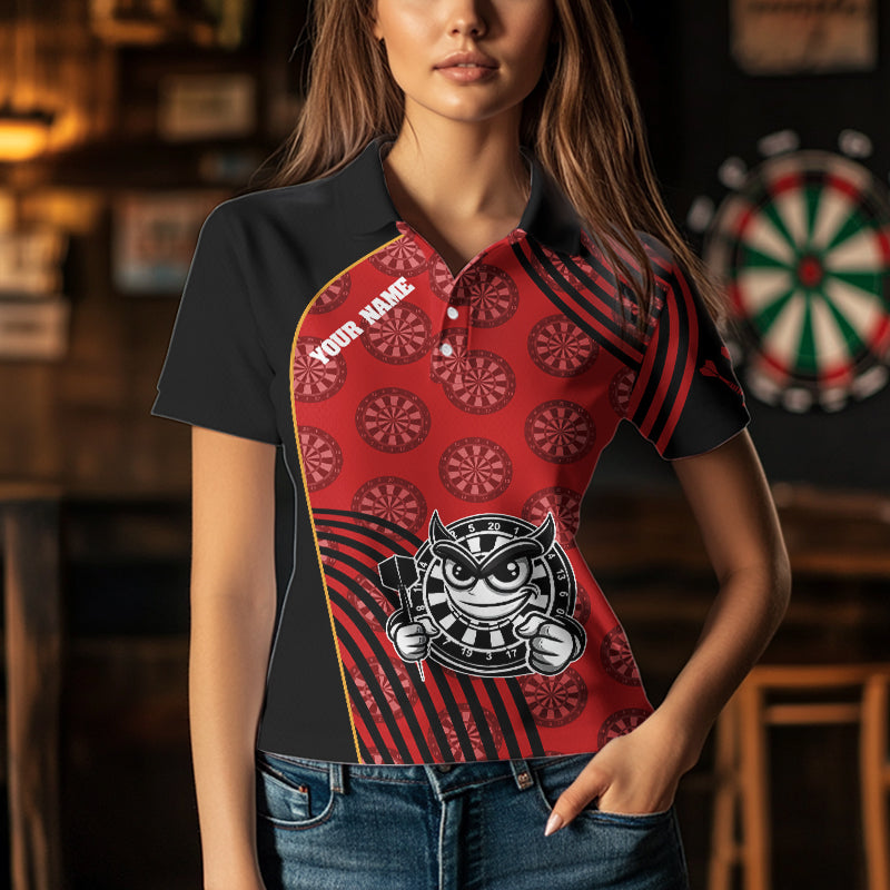 Weiß-schwarze Dartboards, lustige Dartshirts für Damen, personalisierte Darttrikots NYN0015