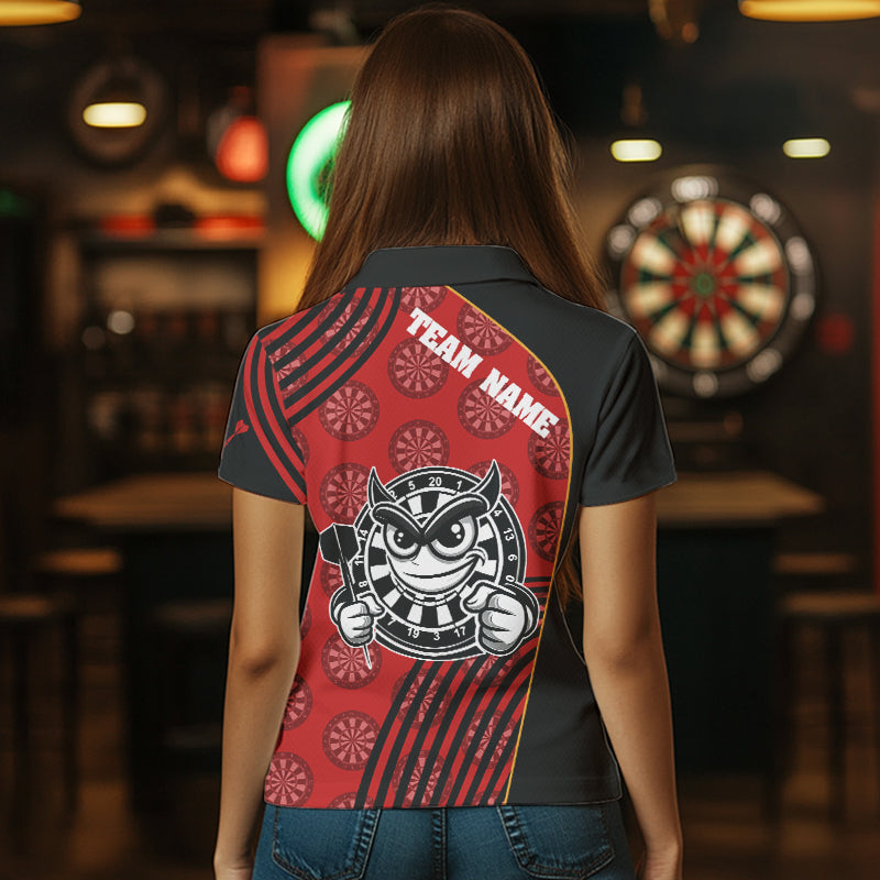 Weiß-schwarze Dartboards, lustige Dartshirts für Damen, personalisierte Darttrikots NYN0015
