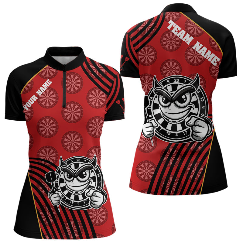 Weiß-schwarze Dartboards, lustige Dartshirts für Damen, personalisierte Darttrikots NYN0015
