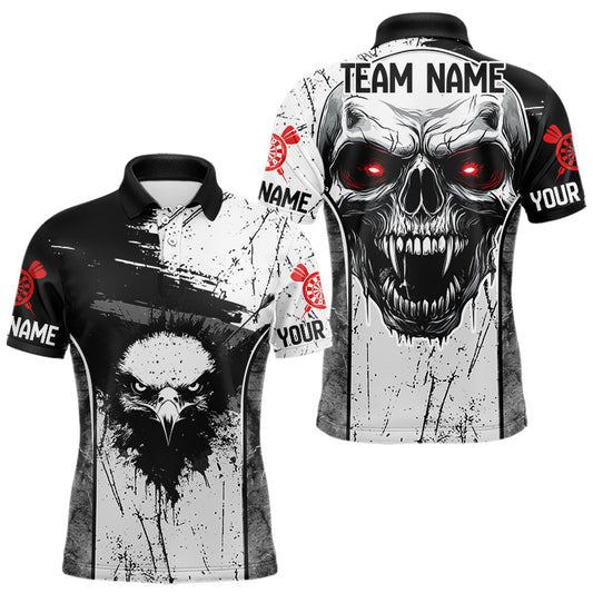 Personalisiertes Adler und Schädel Grunge Polo Dart Shirt für Herren, Dart Team Trikots NYN0016