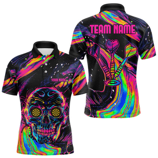 Bunter Psychedelischer Totenkopf Personalisierte Dartshirts für Herren, Teamtrikots NYN0020