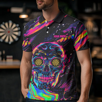 Bunter Psychedelischer Totenkopf Personalisierte Dartshirts für Herren, Teamtrikots NYN0020