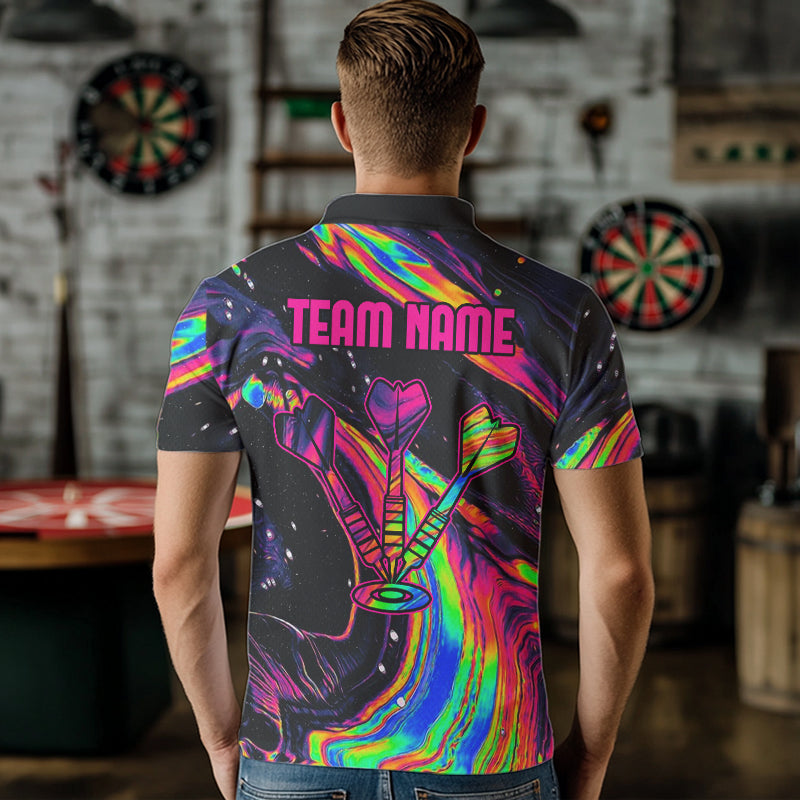 Bunter Psychedelischer Totenkopf Personalisierte Dartshirts für Herren, Teamtrikots NYN0020
