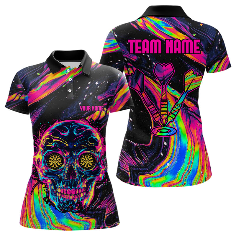 Bunter psychedelischer Schädel, personalisierte Dartshirts für Damen, Teamtrikots NYN0020
