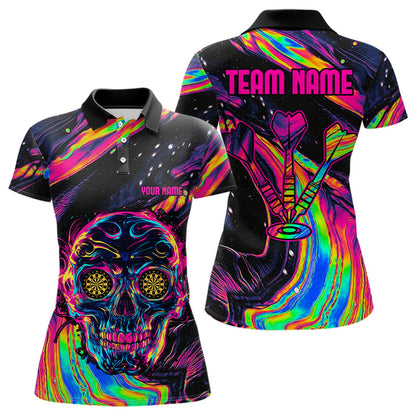 Bunter psychedelischer Schädel, personalisierte Dartshirts für Damen, Teamtrikots NYN0020