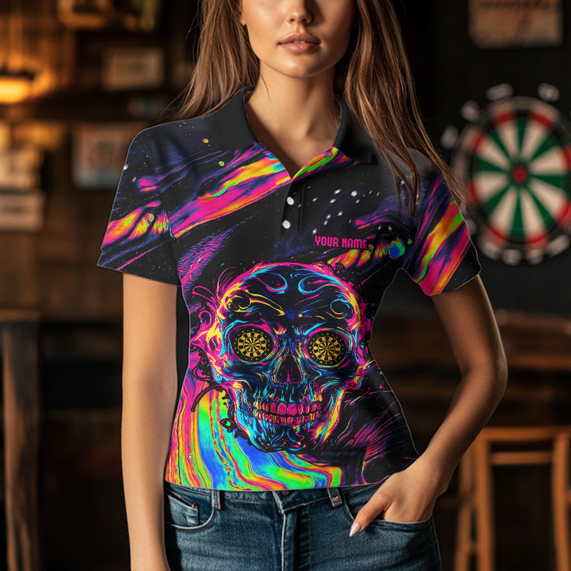 Bunter psychedelischer Schädel, personalisierte Dartshirts für Damen, Teamtrikots NYN0020