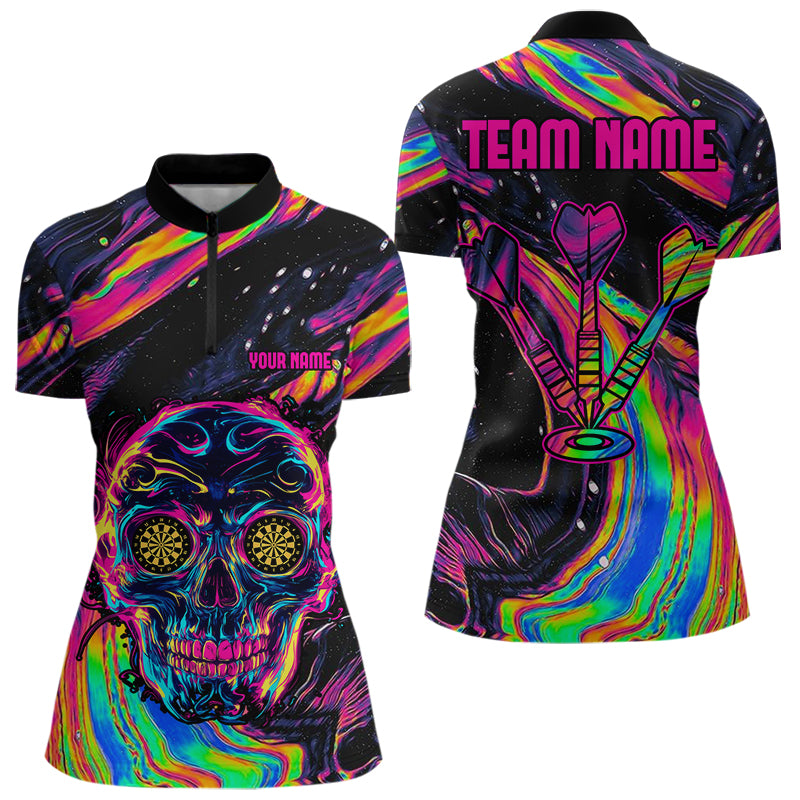 Bunter psychedelischer Schädel, personalisierte Dartshirts für Damen, Teamtrikots NYN0020