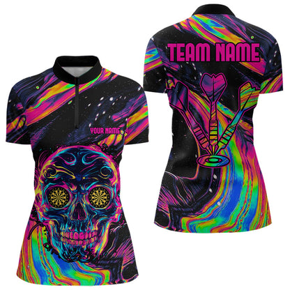 Bunter psychedelischer Schädel, personalisierte Dartshirts für Damen, Teamtrikots NYN0020