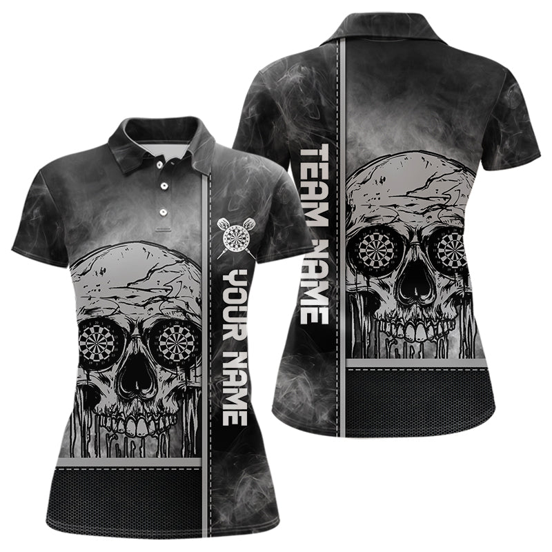 Rauchender Schädel mit tropfendem Dartboard in den Augen, Dartshirts für Damen, personalisierte Trikots NYN0067