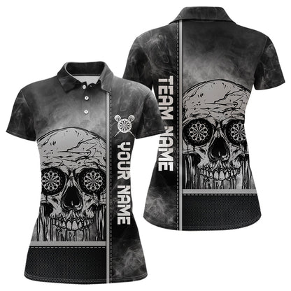 Rauchender Schädel mit tropfendem Dartboard in den Augen, Dartshirts für Damen, personalisierte Trikots NYN0067