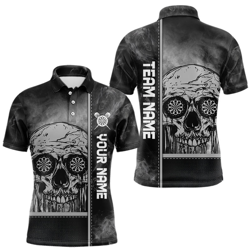 Rauchender Totenkopf mit tropfendem Dartboard in den Augen Dartshirts für Herren, Trikots NYN0067