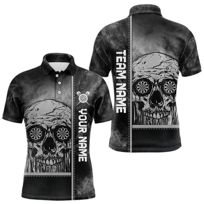 Rauchender Totenkopf mit tropfendem Dartboard in den Augen Dartshirts für Herren, Trikots NYN0067