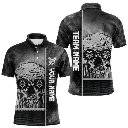 Rauchender Totenkopf mit tropfendem Dartboard in den Augen Dartshirts für Herren, Trikots NYN0067