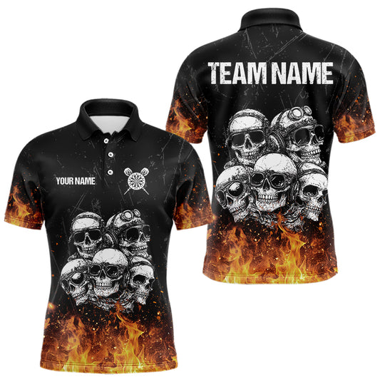 Personalisierte Dartshirts mit Feuerflammen und Totenköpfen für Herren, individuelle Dart-Team-Trikots NYN0021