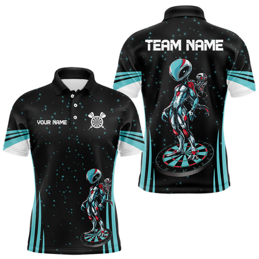 Individuelles Türkises Alien und Dartboards Polo Dart Shirt für Herren, Dart Trikots NYN0027