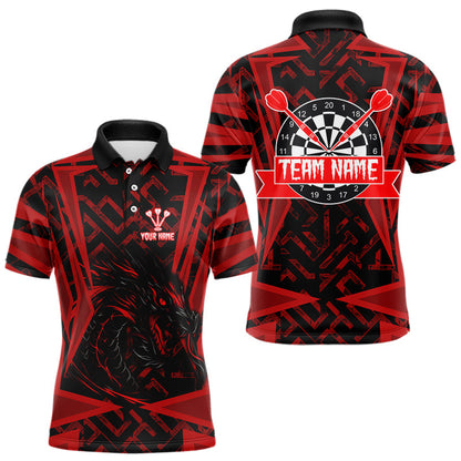 Personalisierter Roter Drache mit Dartboards Dartshirts für Herren, Teamtrikots NYN0029
