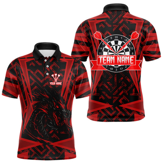 Personalisierter Roter Drache mit Dartboards Dartshirts für Herren, Teamtrikots NYN0029