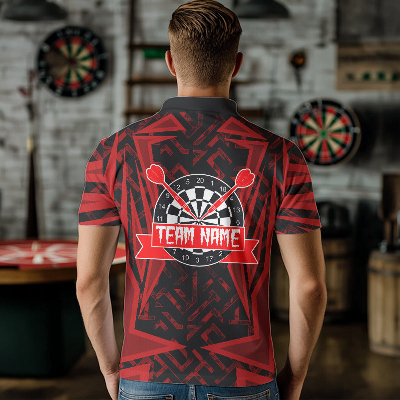 Personalisierter Roter Drache mit Dartboards Dartshirts für Herren, Teamtrikots NYN0029