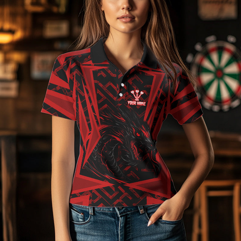 Roter Drache mit Dartboards, personalisierte Dartshirts für Damen, Teamtrikots NYN0029