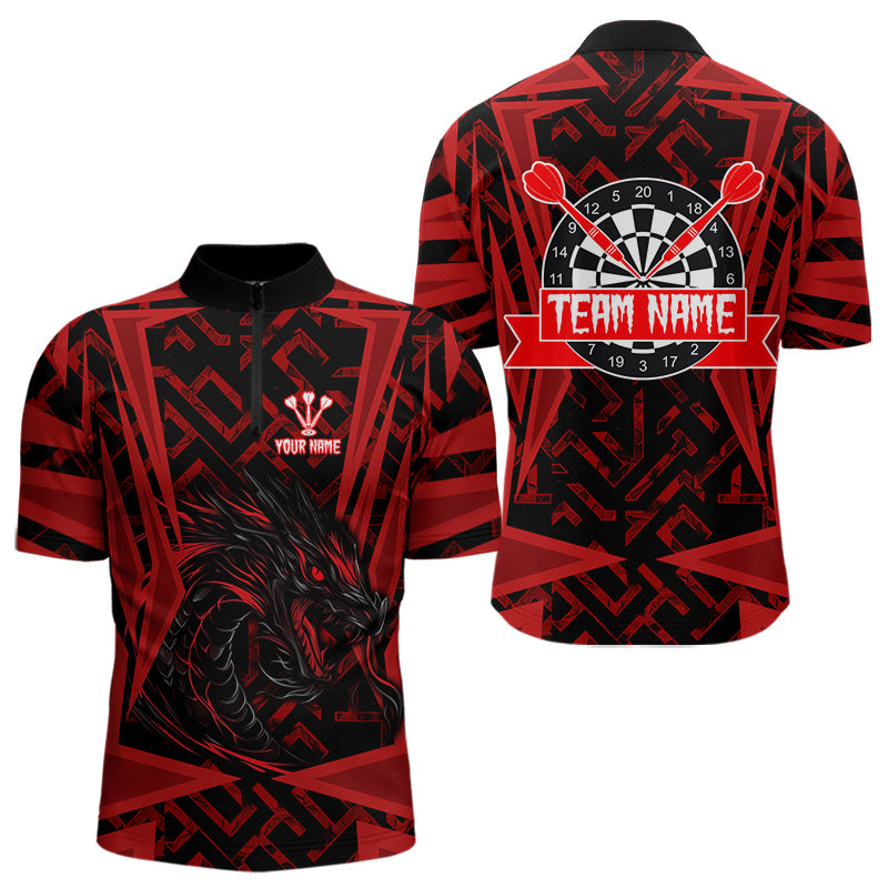 Personalisierter Roter Drache mit Dartboards Dartshirts für Herren, Teamtrikots NYN0029