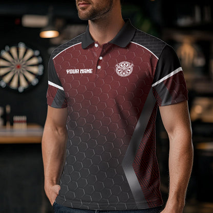 Personalisierter Sechseckmuster mit rotem Drachen Dartshirts für Herren, Teamtrikots NYN0031