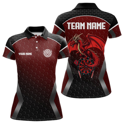 Rotes Drachen-Sechseckmuster, personalisierte Dartshirts für Damen, Teamtrikots NYN0031