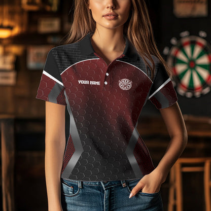 Rotes Drachen-Sechseckmuster, personalisierte Dartshirts für Damen, Teamtrikots NYN0031