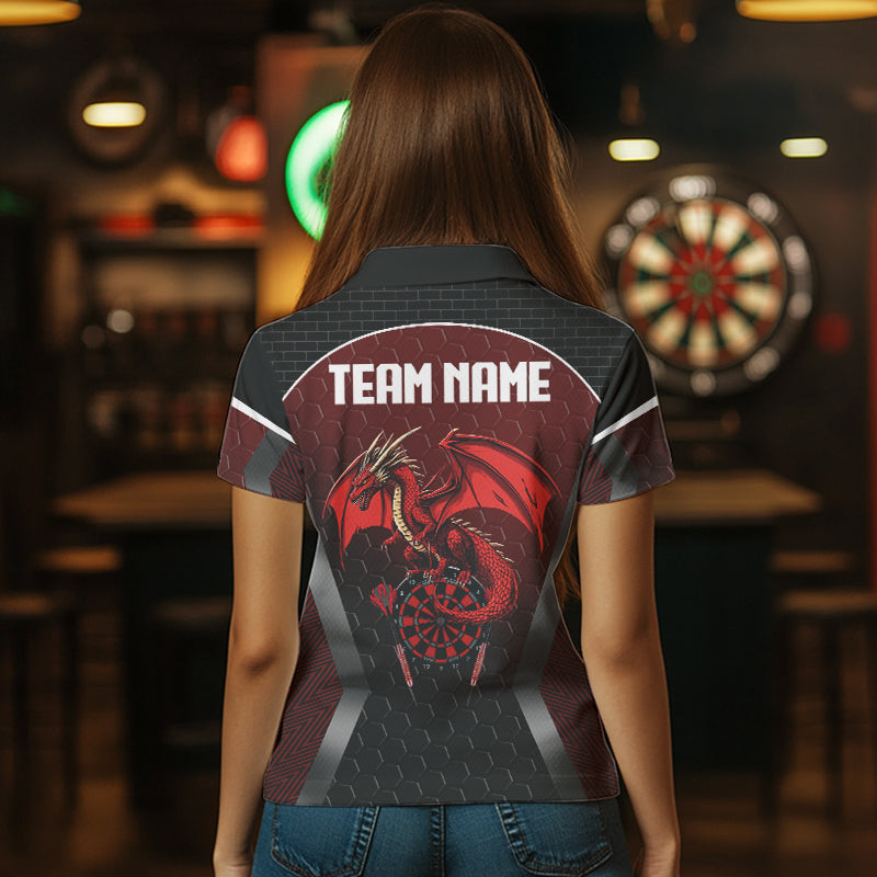 Rotes Drachen-Sechseckmuster, personalisierte Dartshirts für Damen, Teamtrikots NYN0031