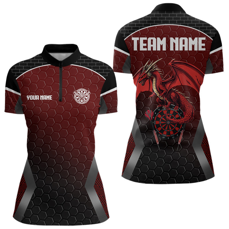 Rotes Drachen-Sechseckmuster, personalisierte Dartshirts für Damen, Teamtrikots NYN0031