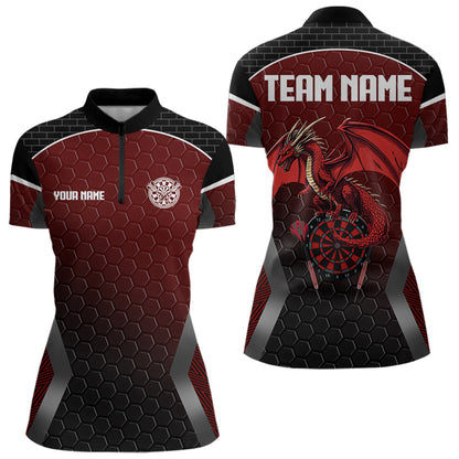 Rotes Drachen-Sechseckmuster, personalisierte Dartshirts für Damen, Teamtrikots NYN0031