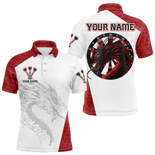 Personalisierte Schwarze und Rote Dartboards mit Drache Dartshirts für Herren, Trikots NYN0033