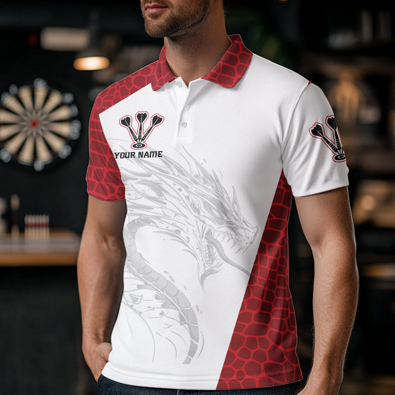 Personalisierte Schwarze und Rote Dartboards mit Drache Dartshirts für Herren, Trikots NYN0033