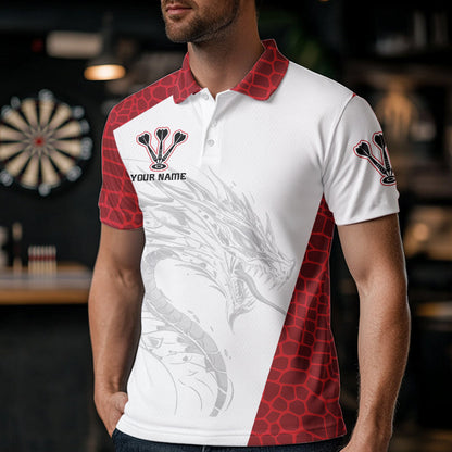 Personalisierte Schwarze und Rote Dartboards mit Drache Dartshirts für Herren, Trikots NYN0033