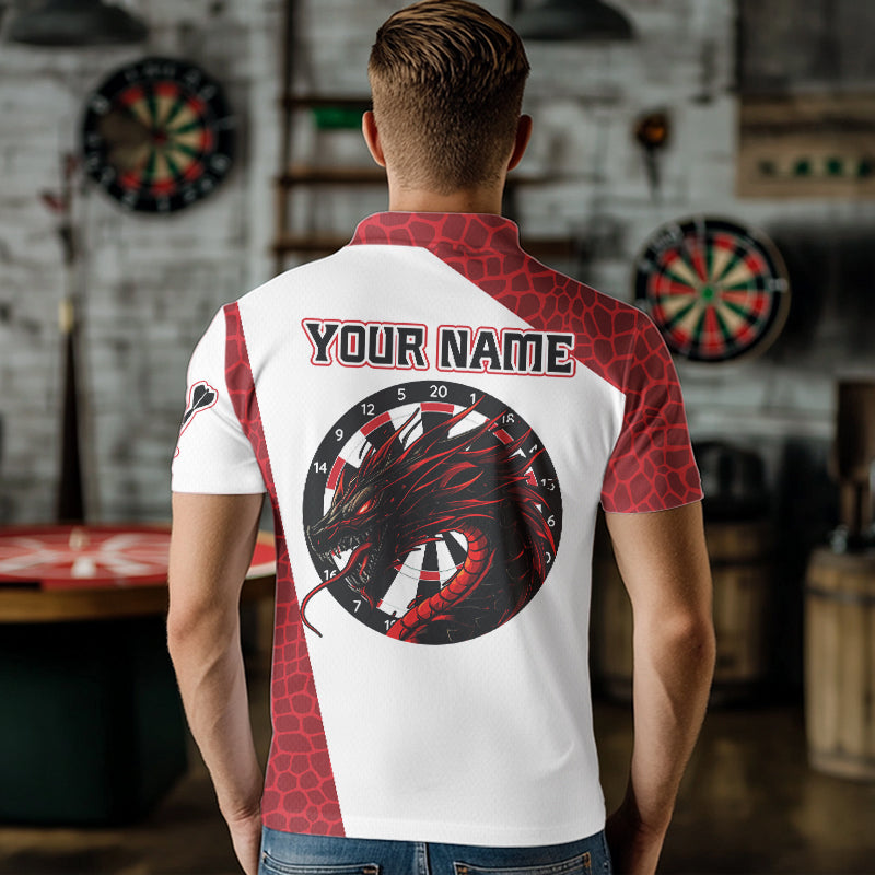 Personalisierte Schwarze und Rote Dartboards mit Drache Dartshirts für Herren, Trikots NYN0033