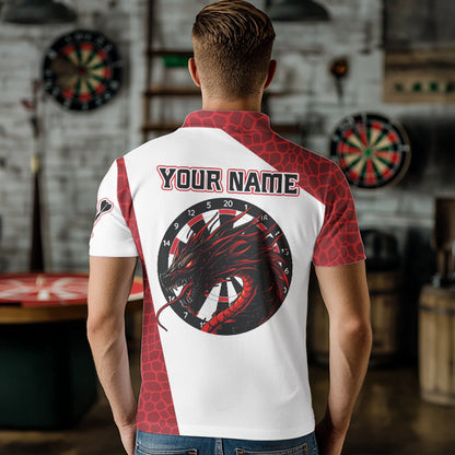 Personalisierte Schwarze und Rote Dartboards mit Drache Dartshirts für Herren, Trikots NYN0033