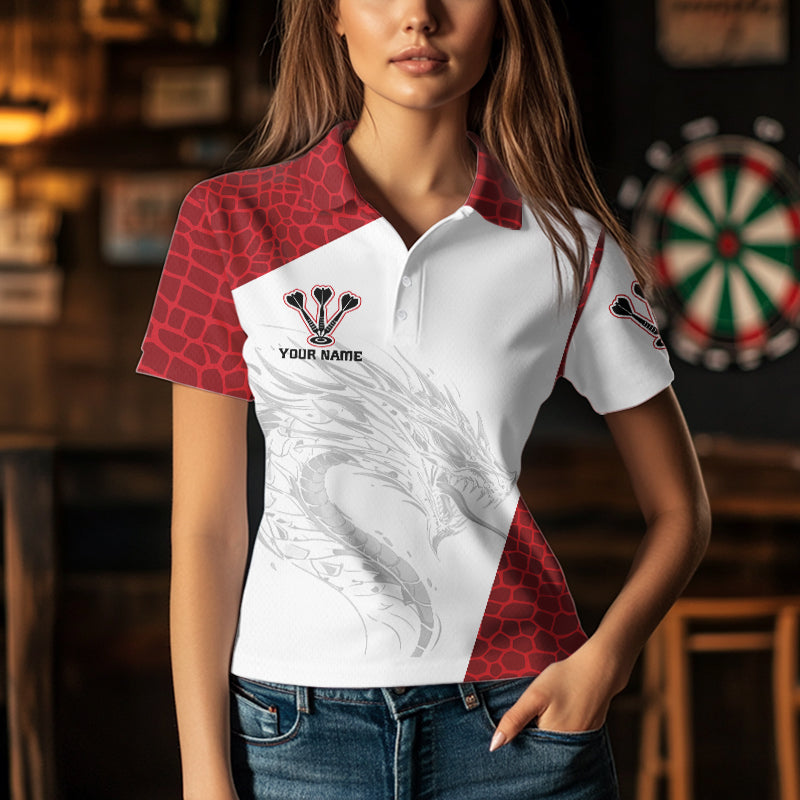 Schwarzes und rotes Dartboard mit Drache, personalisierte Dartshirts für Damen, Darttrikots NYN0033