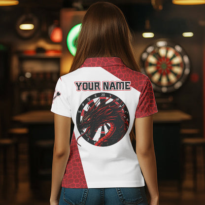 Schwarzes und rotes Dartboard mit Drache, personalisierte Dartshirts für Damen, Darttrikots NYN0033