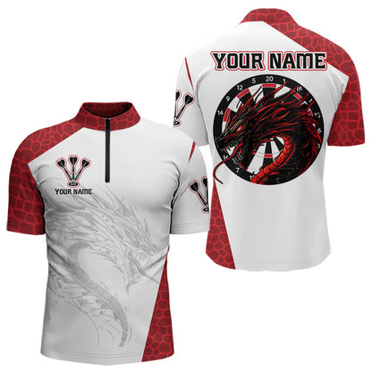Personalisierte Schwarze und Rote Dartboards mit Drache Dartshirts für Herren, Trikots NYN0033
