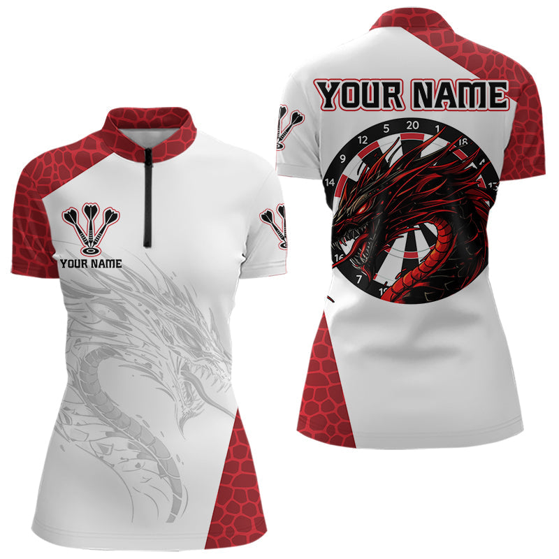 Schwarzes und rotes Dartboard mit Drache, personalisierte Dartshirts für Damen, Darttrikots NYN0033