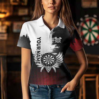 Mehrfarbige Flügel, Dartboards und Adler, personalisierte Dartshirts für Damen, Darttrikots NYN0035