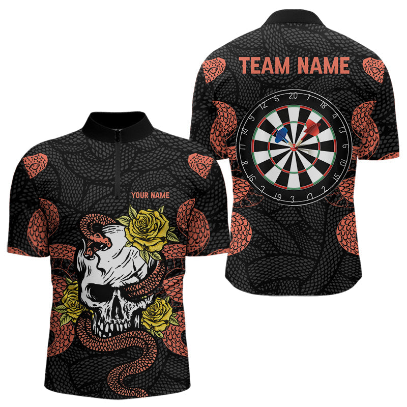 Individuelle Cobra mit Rosen und Schädel-Dartboards, Dartshirts für Herren, Teamtrikots NYN0044
