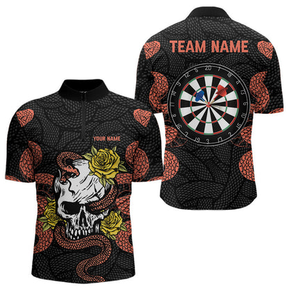 Individuelle Cobra mit Rosen und Schädel-Dartboards, Dartshirts für Herren, Teamtrikots NYN0044