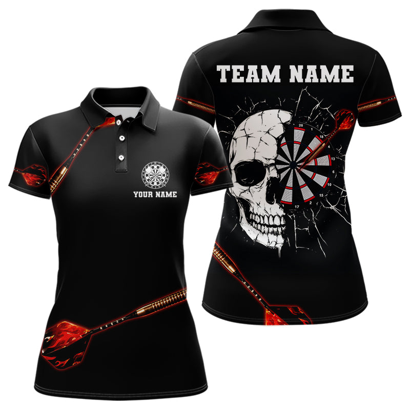 Flammen-Dartpfeile mit zerkratztem Schädel-Dartboard, Dartshirts für Damen, individuelle Darttrikots NYN0045