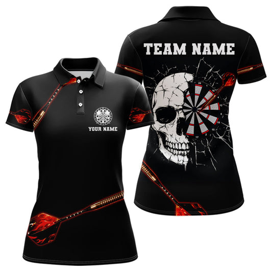 Flammen-Dartpfeile mit zerkratztem Schädel-Dartboard, Dartshirts für Damen, individuelle Darttrikots NYN0045