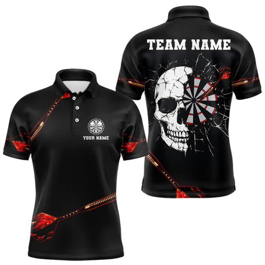 Flammen-Dartpfeile mit zerkratztem Schädel-Dartboard, Dartshirts für Herren, individuelle Darttrikots NYN0045
