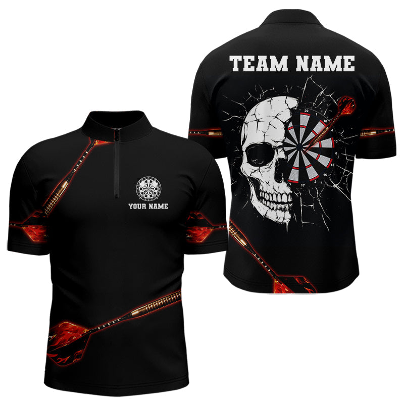 Flammen-Dartpfeile mit zerkratztem Schädel-Dartboard, Dartshirts für Herren, individuelle Darttrikots NYN0045