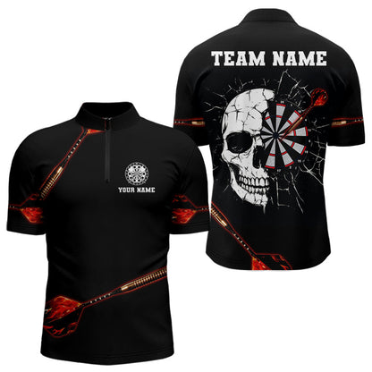 Flammen-Dartpfeile mit zerkratztem Schädel-Dartboard, Dartshirts für Herren, individuelle Darttrikots NYN0045
