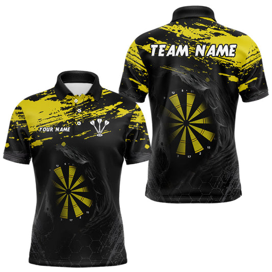 Gelbe Dartboards im Grunge-Hexagon-Rasterstil, Dartshirts für Herren, Darttrikots NYN0049